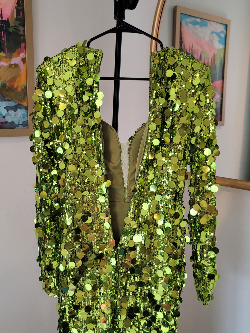 NWOT FAEREISTY Green Long Sleeve Sequin Gown Size XS - Picture 9 of 16